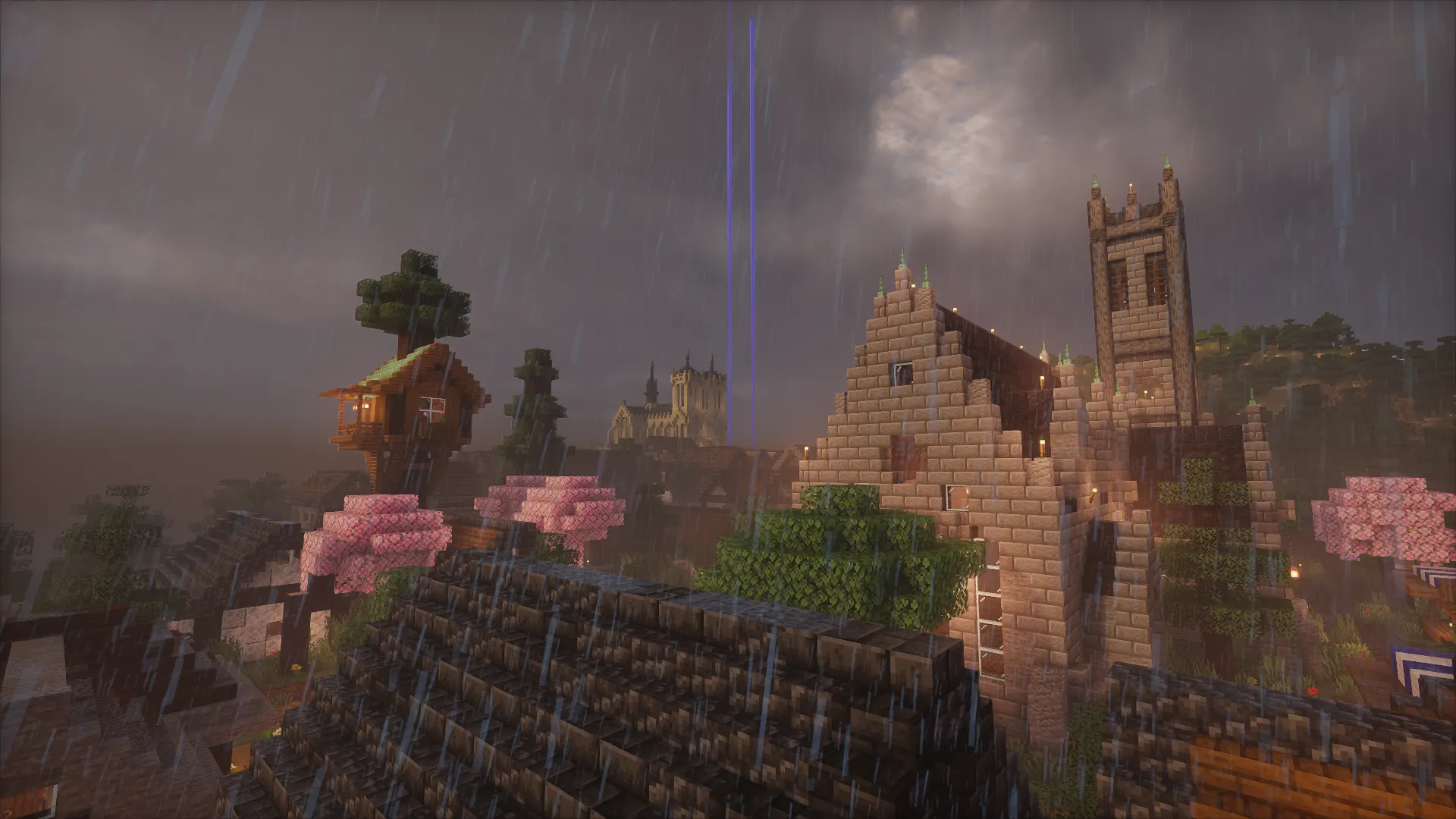 De stad in de regen